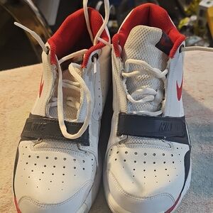 Nike Kids White and Red Sneakers with Black Accents